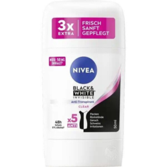 Nivea Ladies Black & White Invisible Clear 48H Stick 50ml